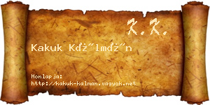 Kakuk Kálmán névjegykártya